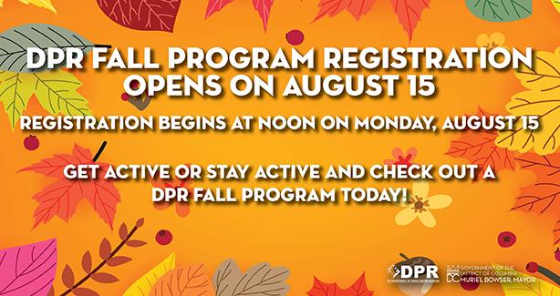 DPR Fall Program Registration Opens On August 15