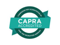 Badge reading Commission for Accreditation of Park and Recreation Agencies (CAPRA) Accredited