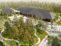 Rendering of an arial view of the new Joy Evans Recreation Center