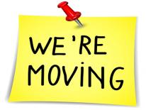 We're Moving Post it with text: We're Moving