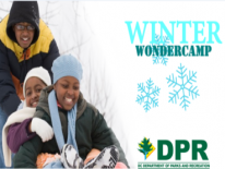 Winter Wondercamp Kids in the snow with text: Winter Wondercamp