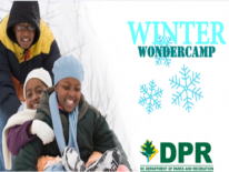 Kids in the snow with text: Winter Wondercamp